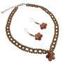 Copper Pearls Crystals Necklace Handmade Bridal Jewelry Set