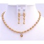 Gold Pearls Lite Colorado Crystals Jridal Custom Jewelry Set