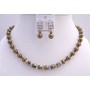 Expresso Pearls Dorado Crystals Handcrafted Bridal Necklace