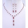 Bridal Handmade Siam Red Crystals Drop Down Necklace Earring