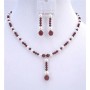 Custom Bridal Jewelry Dark Siam Red Crystals & White Pearls