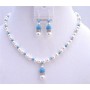Blue Pool Jewelry White Pearls Turquoise Crystals