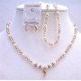 Ivory Pearls & Golden Shaodow Crystals Bridal Jewelry Set