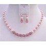 Bridal Custom Jewelry Set Rose Crystals Rose Pearls Necklace