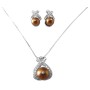 Copper Pearls Stud Earrings Pendant Pearls Jewelry Set