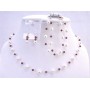 White Pearls Siam Red Crystals Prom Wedding Jewelry Red Set