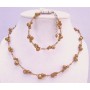 Interwoven Metallic Brown Freshwater Pearls Necklace & Bracelet Set