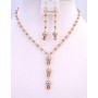 Copper Crystals Jewelry Set Pearls 22k Gold Plated Chain