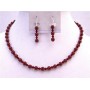 Red Bordeaux Pearls Siam Red Wine Color Weding Jewelry Set