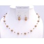 Hancrafted Copper Pearls Copper Crystals Wedding Jewelry Set