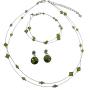 Olivine Dress Green Crystals Double Stranded Necklace Bracelet Bridal