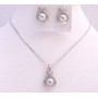 Dainty Light Grey Pearl Pendant Under $15 Cheap Bridesmaid Jewelry Set