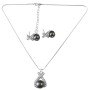 Graceful Necklace Set in Dark Gray Pearl Pendant & Stud Earrings Set