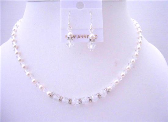 Custom Handcrafted Flower Girl Swarovski Crystals Pearls Jewelry Set