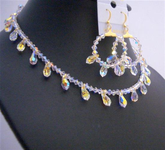 Bridal Gold AB Crystals Teardrop Jewelry Set Exclusive Bridal Jewelr from fashionjewelryforeveryone.com